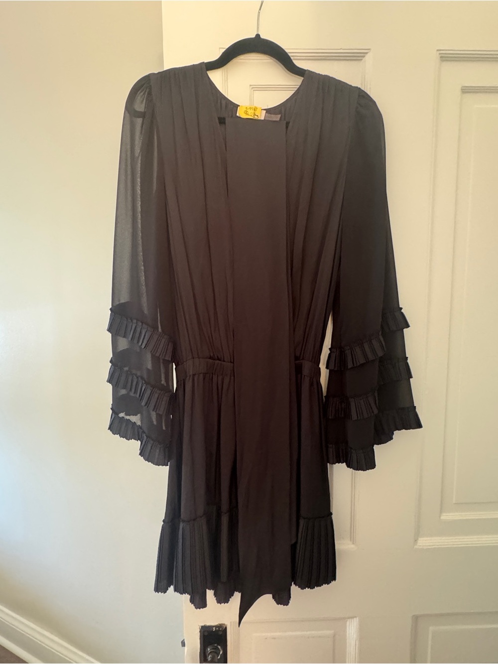 Ramy Brook Black Long-Sleeve Ruffle Dress